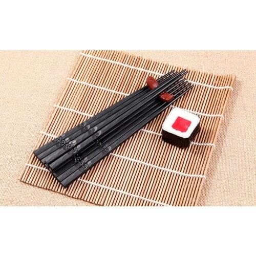 Japanese Sushi Chopsticks Long Alloy Sticks Household Kitchen Anti Temperature Black Chopsticks Dining Tableware Tool