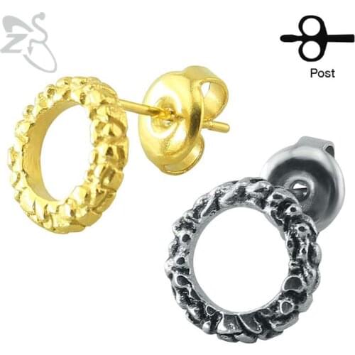 ZS Round Ear Stud Earrings for Women High Polish Stainless Steel Earrings Helix Piercing Fashion Women Jewelry boucle d'oreille