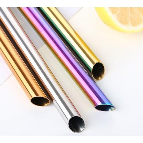 304 Stainless Steel 12mm Drinking Straw Drink Pearl Milkshake Fat Bubble Tea Metal Straws Cocktail Party Jumbo With 1pc Brush