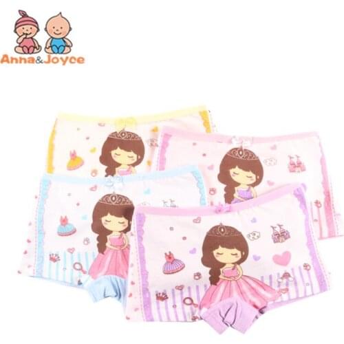 4pcs/lot Girl Underwear Briefs Kids Girls Boxer Children Lattice Printing Underwear Kids Pant Childrens Pants