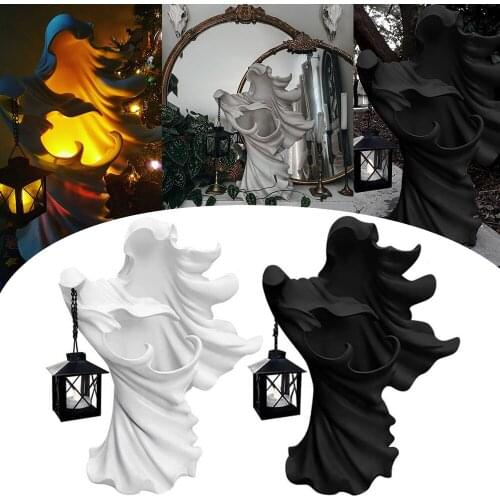 Faceless Ghost Sculpture Halloween Ghoul Resin Sculpture Decoration Hell Messenger with Lantern Outdoor Festival Sculpture