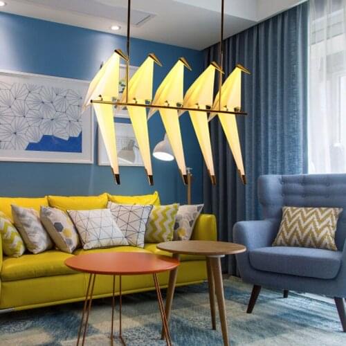 Bird Paper chandelier For Kitchen Dining room Living room Origami Metal Paper Hanging Lamp lustre avize modern salon Chandelier