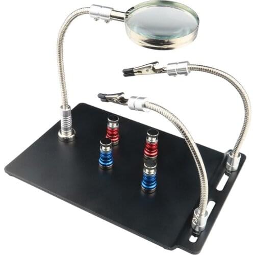 Magnetic Circuit Board Holder Helping Hands Soldering Third Hand with Magnifier K3KA