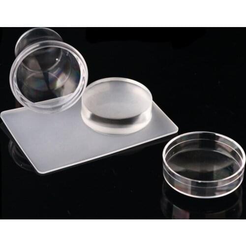 Nail Art Templates Clear Jelly Silicone Nail Stamper for Stamping Plate Scraper with Cap Transparent Nail Art Template Stamp