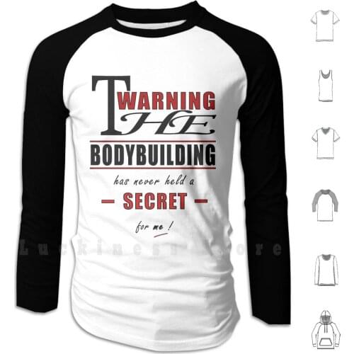 Tee Shirt-The Bodybuilding Has Never Held A Secret For Me Hoodie Long Sleeve Bodybuilding Sport Red Black Write
