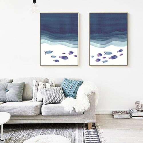 Deep Sea Fish Seabed Poster Canvas Print Painting Wall Art Living Room Home Decoration