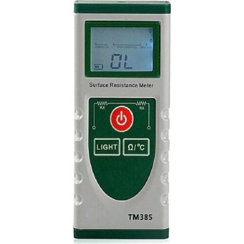 Hot Professional Handheld TM385 Digital Surface Resistance Tester Electrostatic Portable Temperature High precision LCD Meter