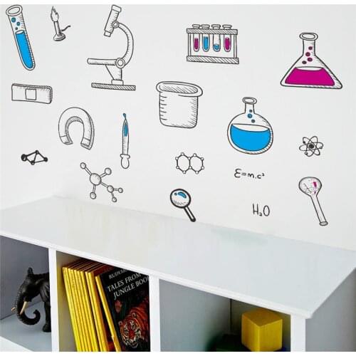 Chemical Experimental Equipment Pattern Wall Stickers For Classroom Study Room Kids Decal Home Decoration Educational Mural Art