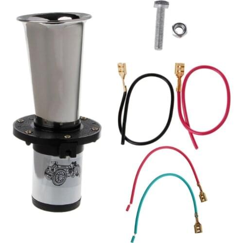 Chrome 12V Antique Vintage Old Style 110DB Air Horn Klaxon Siren Air Horn Car Truck