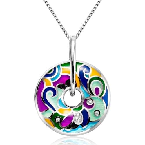 Like Iridescent cloud Enamel CZ Pendant Necklace for Women 100% 925 Sterling Silver Necklace Jewelry Party Gifts Pendant