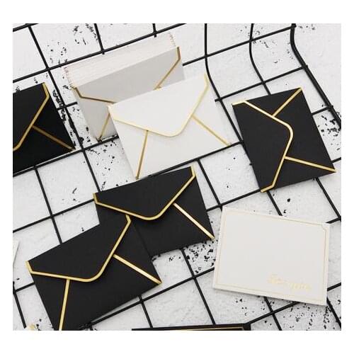 10Pcs black white Paper Envelope Mini Gilding for you Envelopes Vintage European Style For Card Scrapbooking Gift 7.5x10cm