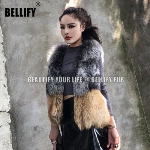 Traveling Style Beautiful European french lady Natural red Fox Fur silver fox fur patchworK vest sleeveless gilets wholesale