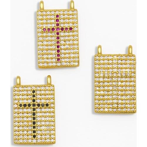 OCESRIO DIY Small Brand Cross Pendant For Women Multiple Colour Jewelry CZ For Jewelry Components Necklace Pendant pdta137