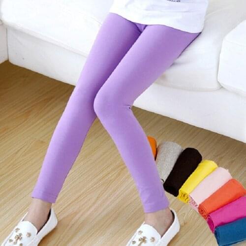 ZWY409 Girl Pants Soft Elastic Modal Cotton Kids Leggings Candy Color Girls Skinny Pants Trousers Solid Color Children 2-8Y
