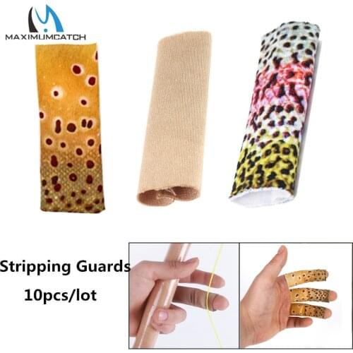 Maximumcatch 10pcs/lot Fly Fishing Line Stripping Guards Fish Skin Pattern Finger Protect Fishing Accessory