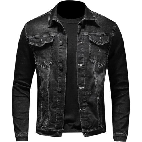 Men Black Jacket and Coat Trendy Warm Thick Denim Jacket 2021 Winter Fashion Mens Jean Jacket Outwear Male Cowboy Size 4XL