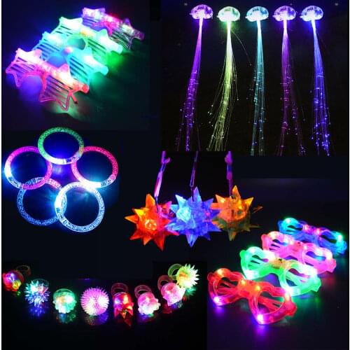 29pcs LED Light Glow Party Favor Toy Set Pack LED Accessories Flashing Rings Bubble Bracelets LED Glasses Kis Birthday Gift Toy