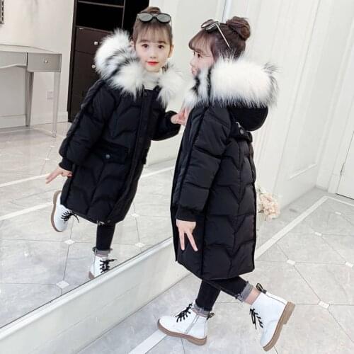 NEW Baby Girl Winter Cotton-Padded Jacket Outwear Fashion Kids Girl Warm Down Long Parkas Outerwear Children Clothing 4-13 Years