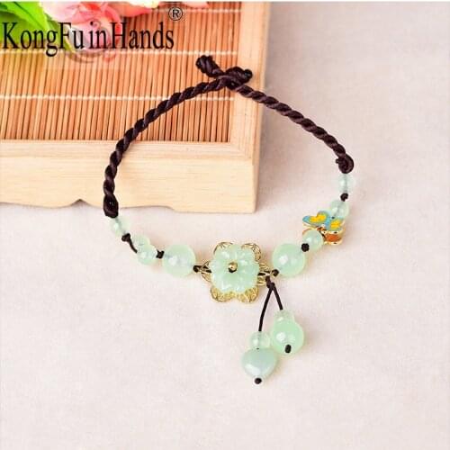 Simple Anklet Female Original Hand-woven Ethnic Style Anklets Flower Pattern Transparent Beads Pendant Jewelry Leg Chain Rope