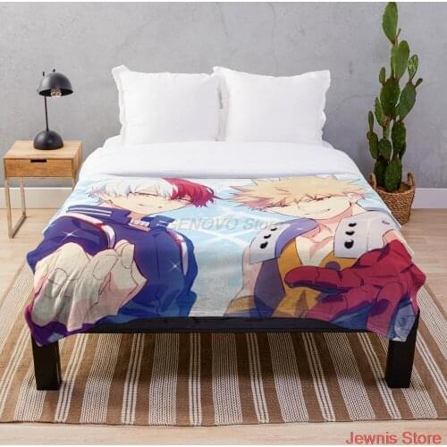 My Hero Academia TODOBAKU Throw Blanket Soft Warm Coral Fleece Plush Throw Blanket Rug Piece Sofa Bed Knee blankets Boys Girls