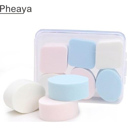 Pheaya 6PCS/Box Oval Square Makeup Sponge Puff Boxed Dry And Wet Sponge Egg Liquid Foundation Makeup Tools Accessories
