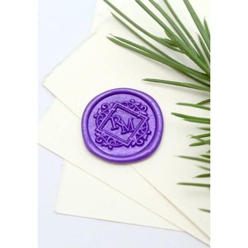 Personalized Initials with square wreath wax seal stamp/Custom monogram wedding seals/wedding invitation seal/custom wedding sta