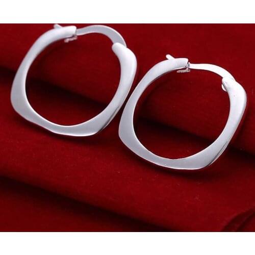 Simple Fashion Style Silver plated Flat Square Round Earrings Jewellery mens,Wholesale&New fashion, SMTE123