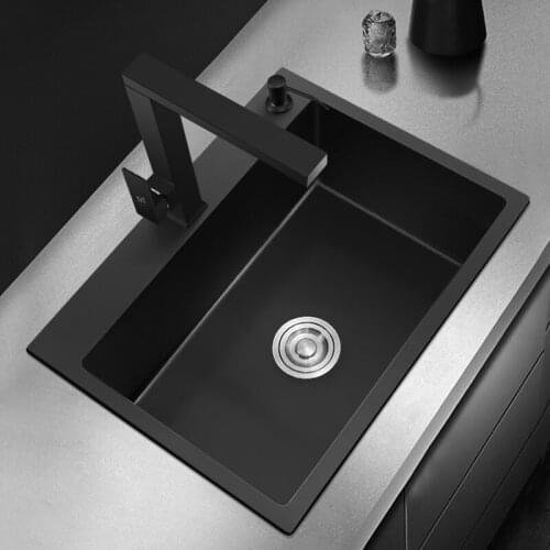 Black Stainless Steel Pia Black Sink Above Counter Single Bowel Kitchen Sinks Vegetable Washing Sink Kitchen 75x45cm
