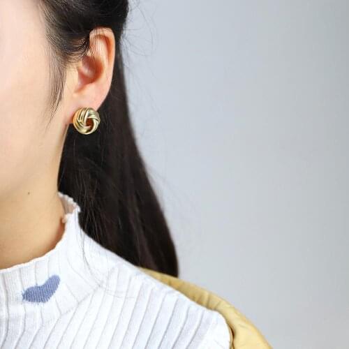 Dvacaman New Simple Metal Small Button Geometric Twist Irregular Stud Earrings For Women Punk knotted Earrings Statement Jewelry