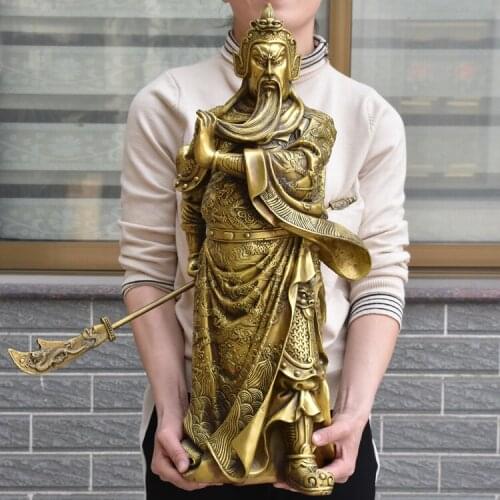 SHUN brass select Style copper Guan Gong statue Wu Caishen Opening gift Lucky Town house Decoration Feng Shui Crafts