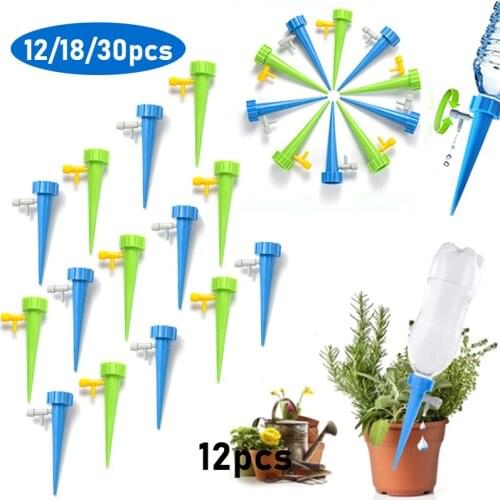30/18/12PC Adjustable Auto Drip Irrigation System Watering Spike Kits Plastic Plant Flower Self-Watering Device For Home Garden