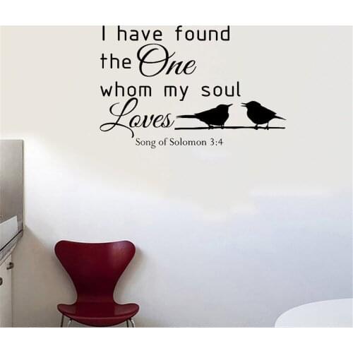 Love Wall Sticker Quote Song of Solomon 3: 4 Bible Verse Wall Decal Home Decor For Living room Vinyl Art Mural dw11288