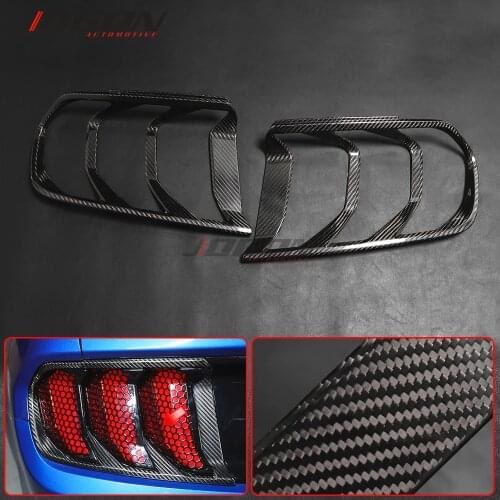 Dry Carbon Fiber For Ford Mustang 2015-2020 Rear Bumper Fog Taillight Decoration Tail Light Lamp Frame Cover Car Accessories