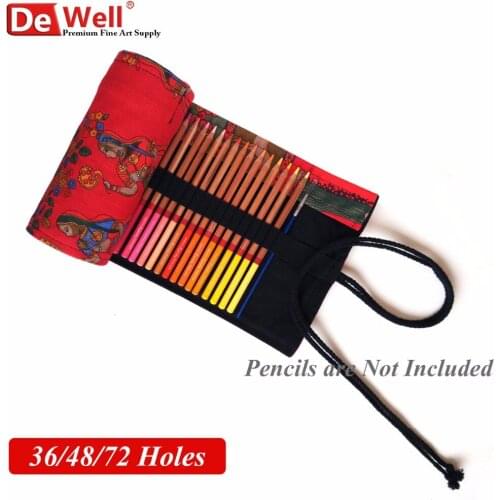 Fantastic Handmade Holes 36/48/72 Large Capacity Canvas Pencil Case School Stationery Coloring Pencil Bag Holders Promotional