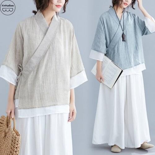 XinHuaEase Liziqi Traditional Chinese Costume Tai Chi Uniform Casual Hanfu Tops Trousers Cotton Linen Clothes Retro Breathable