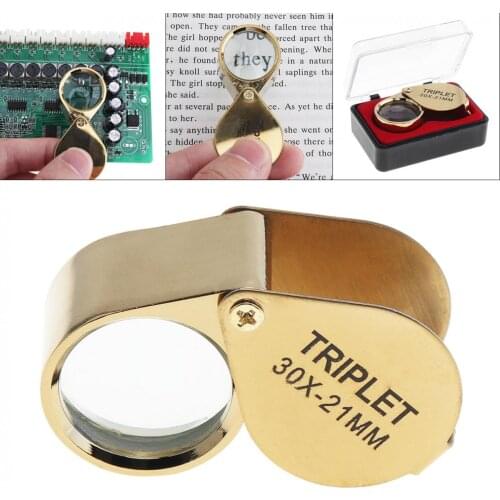 30X 21mm metal Golden Triplet Eye Optical glass Magnifier Power Loupe for Reading and Inspection
