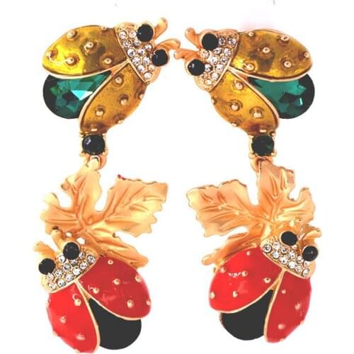 Gold Baroque Earring Female Pendientes Mujer Moda 2018 Drop Korean Earrings For Women Gold Ladybug Long Big Earring Jewelry