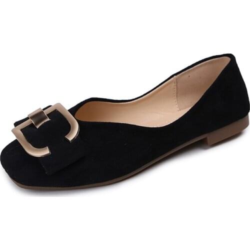 2020 Pointed Single Shoes Autumn New Wild Suede Womens Shoes Flat Peas Shoes Concise Comfort Students Casual Shoes U14-99