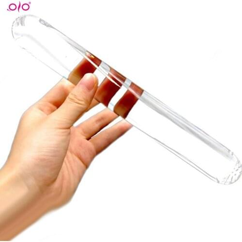 Female Masturbation Huge Faux Crystal Glass Butt Plug Dildo Rod Massage Stick Clitoral Stimulator Adult Sex Toy