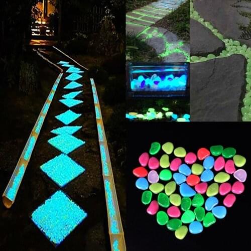 100pcs Home Garden Decor Luminous Stones Glow Pebbles Fish Tank Pebble Aquarium glowing rocks Christmas decoration Home Supplies