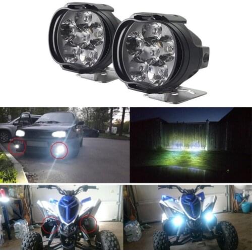 2 Pcs Universal Car Motorcycle Waterproof LED External Fog Lights Headlight Lamp Car LED Light Indicator Lights