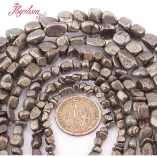 4-6,7-8, 8-10mm Smooth Freefrom Irregular Silvers Gray Pyrite Beads Natural Stone for DIY Necklace Bracelet Jewelry Making 15"