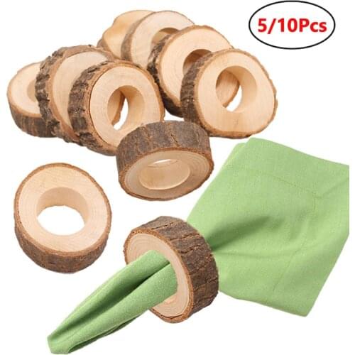 5/10pcs Creative Napkin Holder Wedding Supplies Napkin Ring Natural Wooden Birthday Party Napkin DIY Decoration