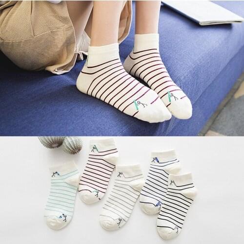 5pairs cotton material cute pencil stripe villain cartoon socks summer spring quality interesting Harajuku novelty female socks