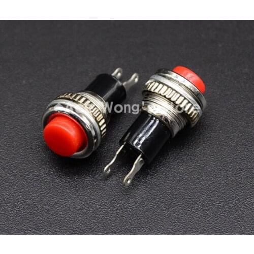 5pcs/LOT Red 10mm Thread Multicolor 2 Pins Momentary Push Button Switch 3A/125V 1A/250V DS-316
