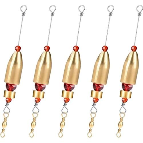 5 Packs Brass Carolina Ready Rig Fishing Rig Sinker Weights Terminal Tackle Fishing Tools