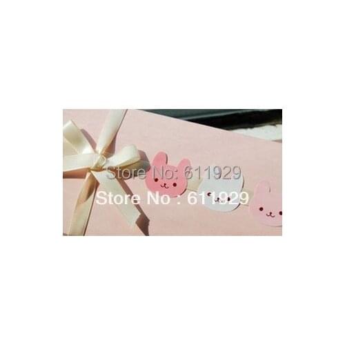 500pcs/lot free shipping lovely Rabbit gift box decoration sealing stickers, gift packaging promotion stickers
