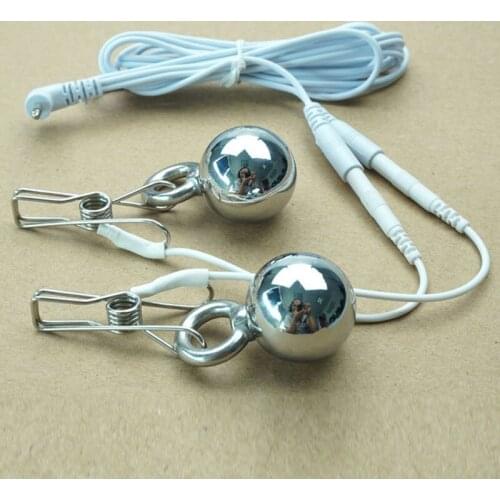 Electro Shock Accessories BDSM Nipple Torture Metal Heavy Balls Nipple Clamps Breast Electric Stimulator Sex Toys For Men Women