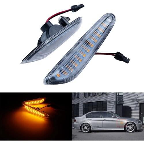 ANGRONG Clear Lens LED Side Indicator Repeater Light Lamp For BMW 3 Series E90 E91 05-13