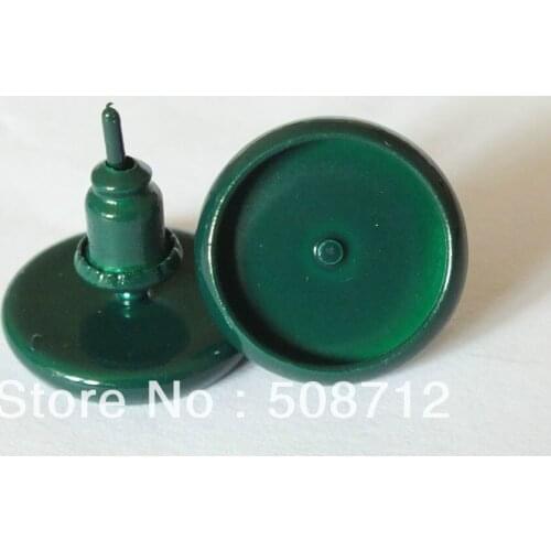 Free shipping!!! 300sets /lot 10mm Pad Dark Green Earrings Stud , Blanks Base Tray Bezel Cameo Setting Post Bullet Stopper Back